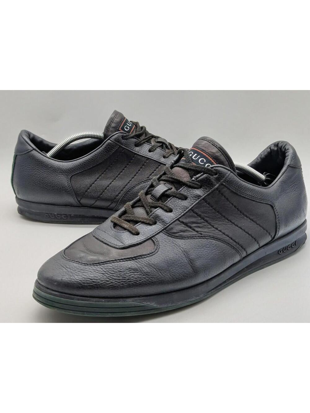 Vintage Original Gucci Sneakers Calf Skin Leather Black 233326 Mens Size 12.5 G